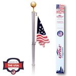 Ezpole 21 Foot Liberty Telescoping Inground Flag Pole Kit For Outdoors-Winds To 130 Mph. Dual Flag Pole Holder For Outside House-Made In USA-Home Camper Beach-Includes Pole Flag Ground Sleeve Hardware