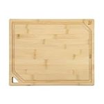 Sabatier Large Cutting Board with Perimeter Juice Trench and Recessed Handles for Entertaining and Meal Prep, Reversible Kitchen Chopping Board, Bread Board with Built-in Grooves, 11x14-Inch, Bamboo