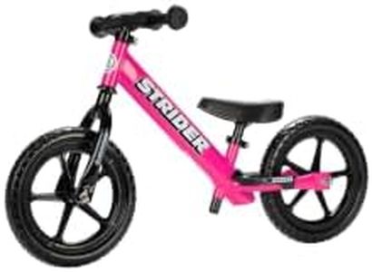 Strider - 12 Sport Kids Balance Bike, No Pedal Training Bicycle, Lightweight Frame, Flat-Free Tires, For Toddlers and Children Ages 18 Months to 5 Years Old, Pink