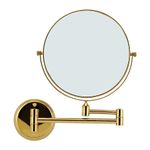 ANETTE® Wall Mount Shaving Mirror II Makeup Mirror II Bathroom Mirror with 5X Magnifying Mirror (Gold,8Inch)