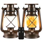 SHEDALED Solar Lantern Outdoor, Hanging Solar Lights Flickering Flame LED Vintage Lantern, Waterproof Camping Lamps, Auto On/Off Landscape Decor for Table Patio Garden Yard Pathway Porch, 2 Pack