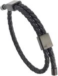 Forge & Foundry Men's Adjustable Black Twisted Leather Bracelet | Design-Led, Artisan Jewellery From London - Drapers (Black Double Clasp)