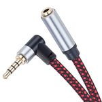 Audio Mic Extension Cable 3M,90 Degree TRRS 3.5mm Aux Headphone Extender 4-Pole Jack Plug Extension Lead Stereo Male to Female Braided Cord for Headset,Laptop,Phone,Switch Lite,Car and More (3M)