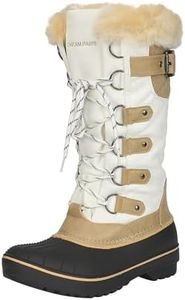 DREAM PAIRS Women's DP-Avalanche Beige White Faux Fur Lined Mid Calf Winter Snow Boots Size 12 M US