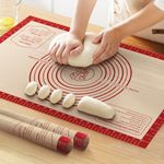 Non Stick Silicone Pastry Mat, Dough Mat for Rolling, Food-grade Reusable Baking Mat Fondant Mat Nonslip Kitchen Mat for Counter Oven Mat for Making Cookies Macarons Bread Pizza