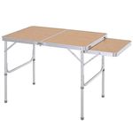 Outsunny 3ft Aluminium Picnic Table with Side Desktop Adjustable Outdoor BBQ Party Portable Folding Lightweight