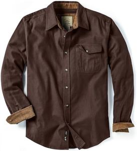 CQR Men's All Cotton Flannel Shirt, Long Sleeve Casual Button Up Plaid Shirt, Brushed Soft Outdoor Shirts, Corduroy Lined HOF113-DBN_X-Small