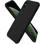 ORNARTO Liquid Silicone Case for iPhone Xs,iPhone X Slim Liquid Silicone Soft Gel Rubber Case Cover for iPhone Xs/X(2019) 5.8 inch-Black