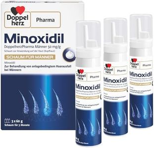 Minoxidil DoppelherzPharma Männer 50 mg/g Schaum zur Anwendung auf der Haut (Kopfhaut) – Arzneimittel zur Behandlung von erblich bedingtem Haarausfall bei Männern ab 18 Jahren (3 x 60g)