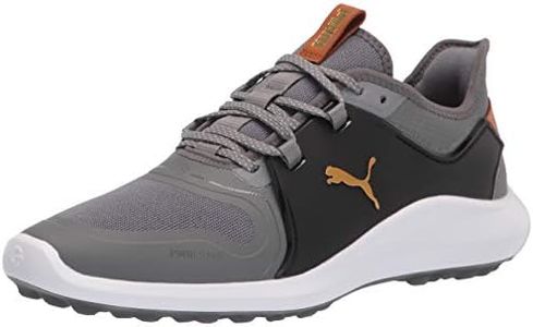 PUMA Men's Ignite Fasten8 Golf Shoe, Quiet Shade-Gold Black, 9.5