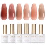 GAOY Icy Jelly Gel Nail Polish Set of 6 Transparent Colors Including Red Pink Nude Gel Polish Kit