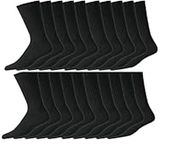 20 Pairs Mens Sports Socks 80% Cotton Rich Shoe Size 6-11 (BLACK)