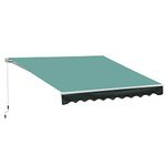 Outsunny 3m x 2.5m Garden Patio Manual Awning Canopy Sun Shade Shelter with Winding Handle Retractable Green