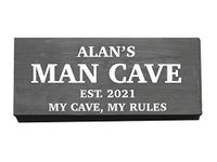 Personalised Man Cave Sign, Wooden Man Cave Plaque, Est. Year My Cave My Rules