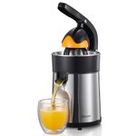 Electric Citrus Juicer Squeezer, Stainless Steel Orange Juicer with 2 Interchangeable Cones for Orange, Lemon & Grapefruit, Easy to Clean (Black)