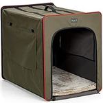 Petsfit Portable Dog Crate, Arch Design Escape Proof Collapsible Soft Sided Dog Crate Dog Kennel A-Brown, Medium