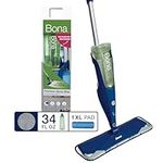 Bona Premium Motion Multi-Surface Floor Spray Mop - Includes Multi-Surface Floor Cleaning Solution 34 fl oz and Machine Washable Microfiber Cleaning Pad - for Stone, Tile, Laminate, and Vinyl Floors