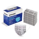 ASGARD Nonwoven Fabric Disposable Surgical Mask 3Ply for Unisex (Grey Check, Pack of 100)