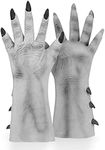 Halloween Party Scary Moster Skeleton Bone Claw Hand Reaper Gloves Costume Adult, Grey, One Size