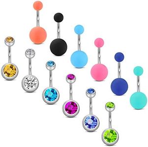 incaton 14G Piercing Ombligo Pack Anillo de Ombligo de Acero Inoxidable Set Barbell Ombligo Bares Cuerpo Joyas Piercing 14G