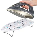 Beldray COMBO-9210 Iron & Ironing Board Set – Titanium 2-in-1 Cordless Steam Iron, Ceramic Soleplate, 140g/min Steam Shot, 230ml, Small Tabletop Ironing Table, Lightweight, 73 x 31 cm, Dog Print Cover