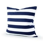 Lavievert Handcrafted Decorative Cotton Canvas Square-Shaped Cushion Cover with Hidden Zip Closure - Black and White Chevron Design - Perfect for Living Rooms, Sofas and More - 45,7 x 45,7 cm White and Blue Stripe