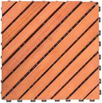 VIFAH V182 Interlocking FSC Eucalyptus Deck Tile 12-Slat Diagonal Design