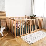 BUSYWOOD Lit Montessori - Toddler Floor Bed - Wooden Play Pen - Lit Enfant - Montessori Bed Frame - Day Bed for Kids - Twin, Full, Queen, King Bed Frame - Floor Bed for Kids Bedroom (Model 20)