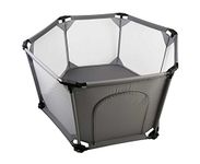 Safetots Deluxe Fabric Hexagon Playpen, Play Pen for Baby and Toddler, Play Yard, Breathable Mesh Fabric, Zip Door