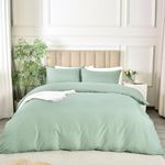 PHF Washed Soft Duvet Cover Set King Size, 3 PCS Silky Breathable Microfiber Comforter Cover Set, Ultra Soft Comfy Duvet Cover with Pillow Shams (King Size, 230 x 220 cm, Sage Green)