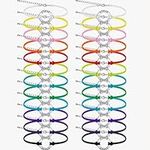 YQWIN 24 Pieces Dance Bracelet 12 Colors Dance Jewelry Boys Girls' Charm Bracelets Bulk Adjustable Chain Handmade Wax Rope Bracelets Dance Team Gifts for Dancer Lovers Party Activities Accessories