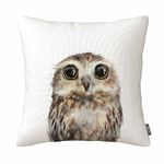 Bird Art Cute Owl Wildlife Watercolor Cushion Cover Pillow Case Zippered Cotton Linen Pillowcase 18X18 Inches