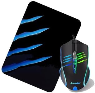 Ratón Gaming con Cable y Alfombrilla - Alta Precisión, Iluminación RGB, Botones Programables, Ergonomía Profesional - Ideal para Gamers, Alfombrilla Color Aleatorio