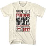 American Classics Foreigner 80s Band Live Tour Poster Adult Short Sleeve T-Shirts Graphic Tees, Beige, Small