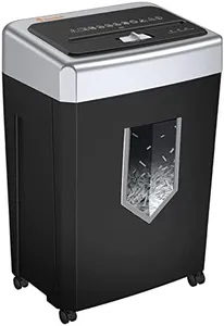 Bonsaii 15-Sheet Cross Cut Paper Shredder for Office, Heavy Duty Shredder for CD/Card, 30-Minute Working Time, 60dB Quiet Shredder with Jam Proof System, 18L Pullout Bin, C169-B (Overall Packaging)