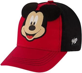 Disney Baseball Cap, Mickey Mouse Adjustable Toddler 2-4 Or Boy Hats for Kids Ages 4-7, Red/Black, 2-4 Years