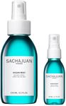 Sachajuan Ocean Mist Spray - Non-Sticky Styling Sea Salt Spray with Travel Size and Heat Protectant - Perfect for Creating Hair Definition and Texture - 5.1 oz + 1.7 oz + Packette