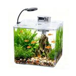 13L Starter Fish Tank Kit, 25 * 25 * 22CM Mini Plastic Aquarium with LED Light & USB Filter, DIY Aquascape for Small Betta Fish