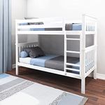 Max & Lily Solid Wood Twin Over Twin Bunk Bed, White