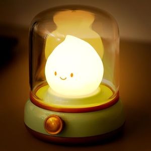 WANIDEA Cute Chibi Flame Lamp, Mimics Flickering Flame Effect Amber Light,2 Modes Rechargeable Dimming Great ambience Light for Camping, Curing, Decoration, BD-NL-17