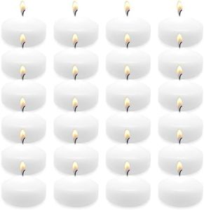 6 Hour 2 Inch White Floating Candles, Small Unscented Dripless Pool Water Wax Floating Candles for Cylinder Vase, Centerpiece at Wedding, Party, Holiday, 24 Packs