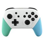 eXtremeRate White Faceplate Backplate Mint Green Heaven Blue Handles for Nintendo Switch Pro Controller, DIY Replacement Hand Grip Housing Shell Cover for Nintendo Switch Pro - Controller NOT Included