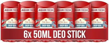 Old Spice Deep Sea Deodorant Stick for Men, 6 x 50 ml, 48H Fresh, Long-Lasting Fragrance in Perfume Quality, 0% Aluminium Salts, No Stains on Black and White, Made from 50% Recycled Plastic