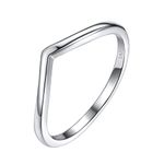 Silvora Silver Rings Womans Wedding Engagement Jewelry Sterling Silver V Shaped Pinky Ring Feminine Finger Charm Size 8