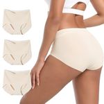 INNERSY Women's Seamless Underwear No Show Panties Quick Dry Smooth Briefs 3-Pack(Light Nude,Large)