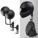 SKYJDM 2-Pack Motorcycle Helmet Holder Wall Mount - Helmet Stand Supports 180° Rotation, Metal Helmet Racks with 2 Hooks for Motorcycle Bike Truck Trailer Dugout, Suit for Racing Coats Caps Hats Suits