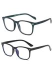 mashamart® Blue Light Blocking Glasses (Combo Of 2) Gaming Filter Square Eyeglasses for Eye Protection Men Women, Computer/Tablet/Laptop/Mobile/TV, Anti-blue & Anti eyestrain (Green/Black)