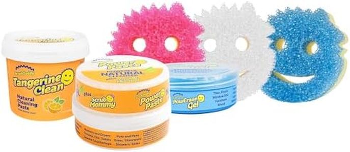 Scrub Daddy Sponges + Household Cleaning Supplies Bundle - PowerPaste Cleaning Putty, Tangerine Clean, PowErase Gel All Purpose Cleaner & 3 Scrub Mommy Sponges (3 Pastes & 3 Sponges)