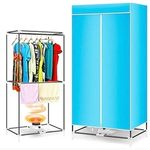 PYapron Home Electric Clothes Dryer, Folding Double Household Drying Rack, Efficient Indoor Portable Quick Silent Dryer, 1000w Large Capacity 15kg Timer Dryer Wardrobe for Drying Clothing,Blue