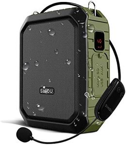 Voice Amplifier Wireless Speaker with Microphone Headset for Teachers Parkinsons Tour Guide Bluetooth Pa 18W Waterproof WB800 (Wireless_Green)